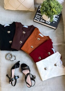 Blusa Modal Botões Coração